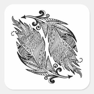 Adesivo Quadrado Desenho Inspirado Das Penas