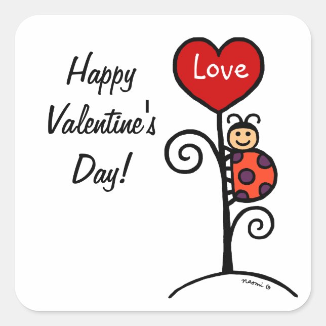 Adesivo Quadrado Desenho LadyBug Cute Personalizado (Frente)