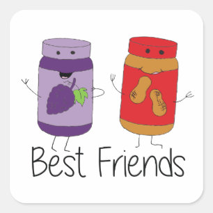 Adesivo Quadrado Desenho PB e J Melhores Amigos Pb e J BFF