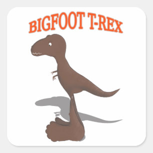 Adesivo Quadrado Desenho T-Rex de Pé Grande