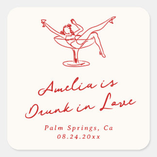 Adesivo Quadrado Desenho Vermelho Caprichoso de Solteira