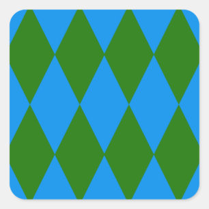 Adesivo Quadrado Desenho Xadrez Arlequim Verde Azul