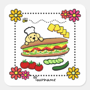 Adesivo Quadrado Desenhos animados amarelos personalizados da