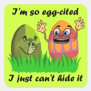 Adesivo Quadrado Desenhos animados bonitos dos miúdos de Eggcited