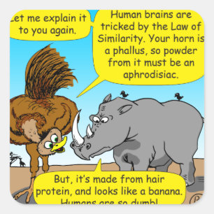 Adesivo Quadrado Desenhos animados do falo do rinoceronte 889