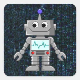 Adesivo Quadrado desenhos animados do robô