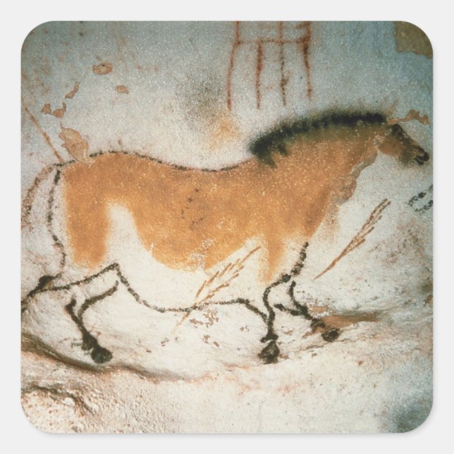 Adesivo Quadrado Desenhos das cavernas Lascaux Francês Pré-Históric (Frente)