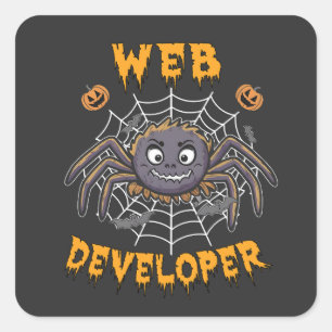 Adesivo Quadrado Desenvolvedor da Web Engraçado Aranha de Halloween