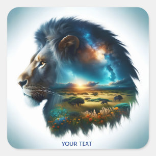 Adesivo Quadrado Deserto de Leão de Flores Bonitas