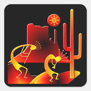 Adesivo Quadrado Deserto Kokopelli