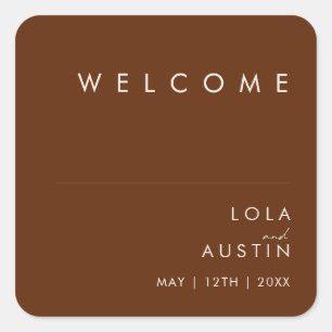 Adesivo Quadrado Deserto Simples   Dark Cinnamon Wedding Welcome