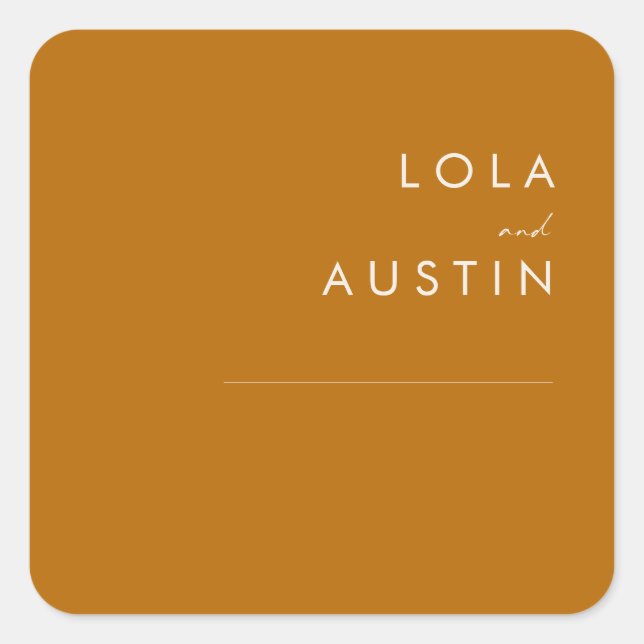 Adesivo Quadrado Deserto Simples | Fechos De Envelope Laranja Queim (Frente)