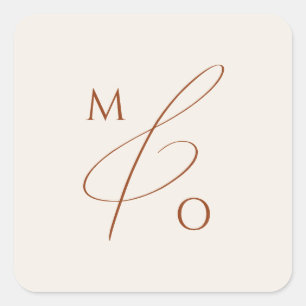 Adesivo Quadrado Deserto Whimsic   Selo de Envelope Monograma bege