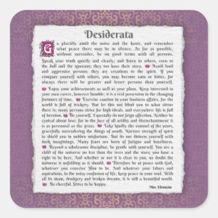 Adesivo Quadrado Desiderata - Coisas desejadas