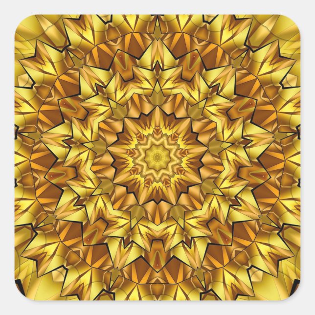 Adesivo Quadrado Design abstrato antigo do ouro Mandala - 63495 (Frente)