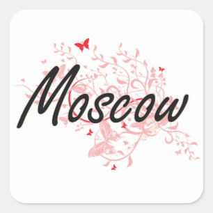 Adesivo Quadrado Design artístico da cidade de Moscovo Rússia com