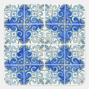 Adesivo Quadrado Design azul 2 do azulejo - redemoinhos