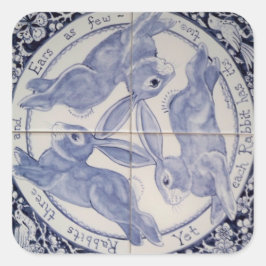 Adesivo Quadrado Design Azul Marinho Azul Coelho Triplo