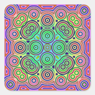 Adesivo Quadrado design azulejo de círculos concêntricos coloridos