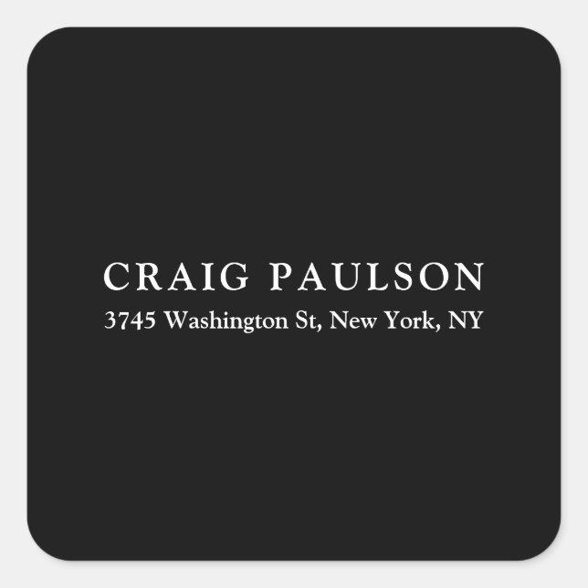 Adesivo Quadrado Design Clássica Elegante Mínima Plana Negra (Frente)