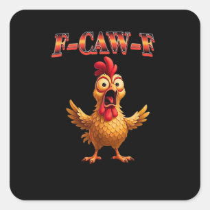 Adesivo Quadrado Design Clássico Estético de Frango Divertido Caw F