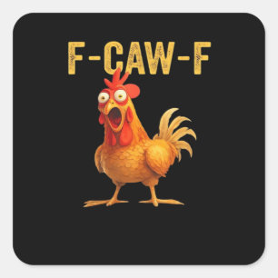 Adesivo Quadrado Design Criativo Casual de Frango F Caw F Divertido