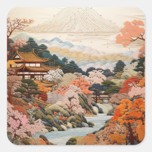 Adesivo Quadrado Design da arte tradicional japonesa de arte legant