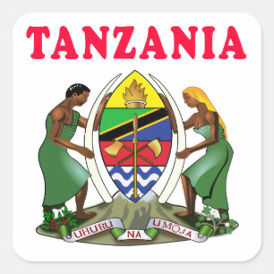 Adesivo Quadrado Design da brasão de Tanzânia