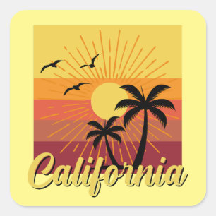 Adesivo Quadrado Design da Califórnia - Stickers Quadrados