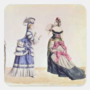 Adesivo Quadrado Design da forma para mulheres dos 1860's
