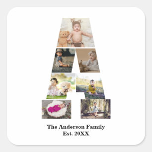 Adesivo Quadrado Design da sua própria letra A Colagem de fotos
