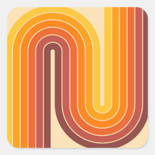 Adesivo Quadrado Design de Arco Duplo Geométrico Retroativo