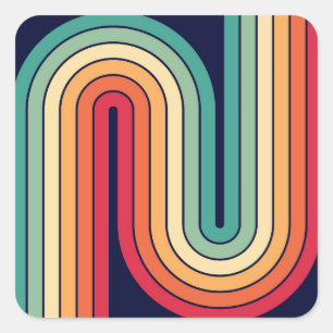 Adesivo Quadrado Design de Arco Duplo Geométrico Retroativo