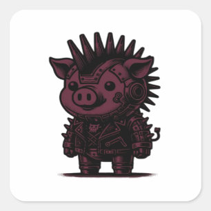 Adesivo Quadrado Design de Arte Vintage Clássico de Cyborg Sloth Wh
