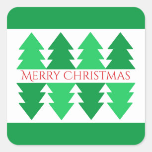 Adesivo Quadrado Design de Árvore Verde Feliz de Natal