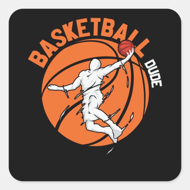 Adesivo Quadrado Design de basquetebol para basquete (Frente)