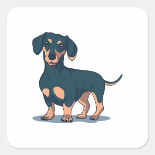 Adesivo Quadrado Design de cachorro dachshund preto legal