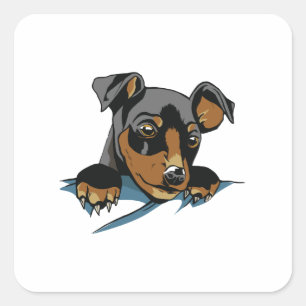 Adesivo Quadrado Design de cachorro de Dachshund preto fofo