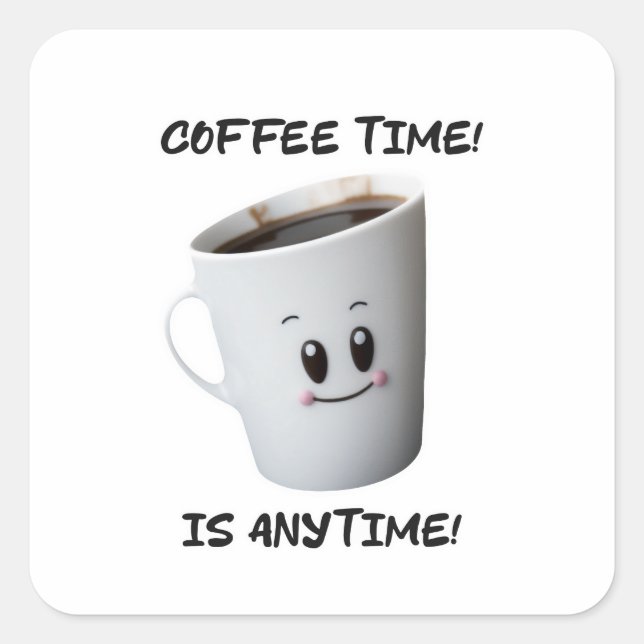 Adesivo Quadrado design de café legal de alta qualidade (Frente)