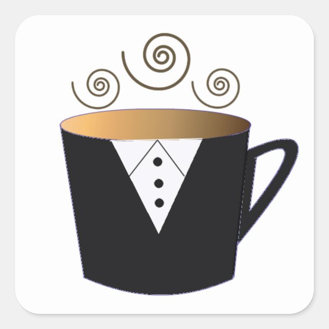 Adesivo Quadrado Design de Caneca de Café Smoking (Frente)
