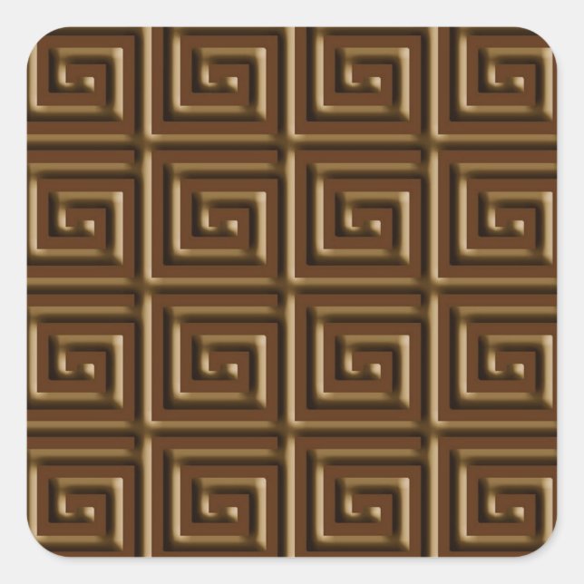 Adesivo Quadrado Design de chave grega - chocolate escuro (Frente)
