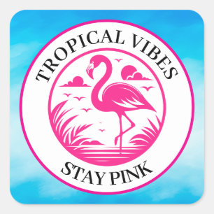 Adesivo Quadrado Design de Círculo de Verão Flamingo Rosa-68730