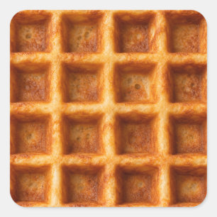 Adesivo Quadrado Design de Comida de Waffle Quadrado Torrado Realis