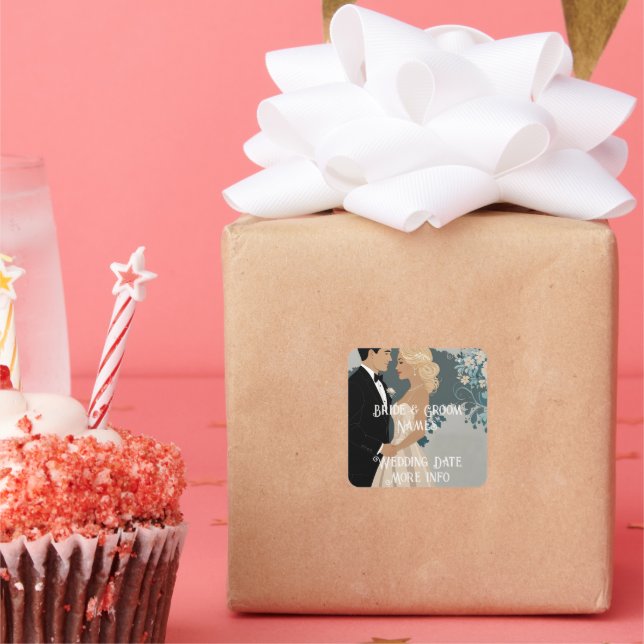 Adesivo Quadrado Design de Convite para Casamento Elegante e Eterno (Festa)