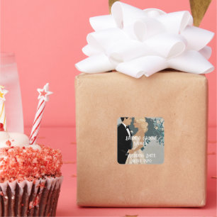 Adesivo Quadrado Design de Convite para Casamento Elegante e Eterno