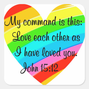 ADESIVO QUADRADO DESIGN DE CORAÇÃO DE RAINBOW JOHN 15:12