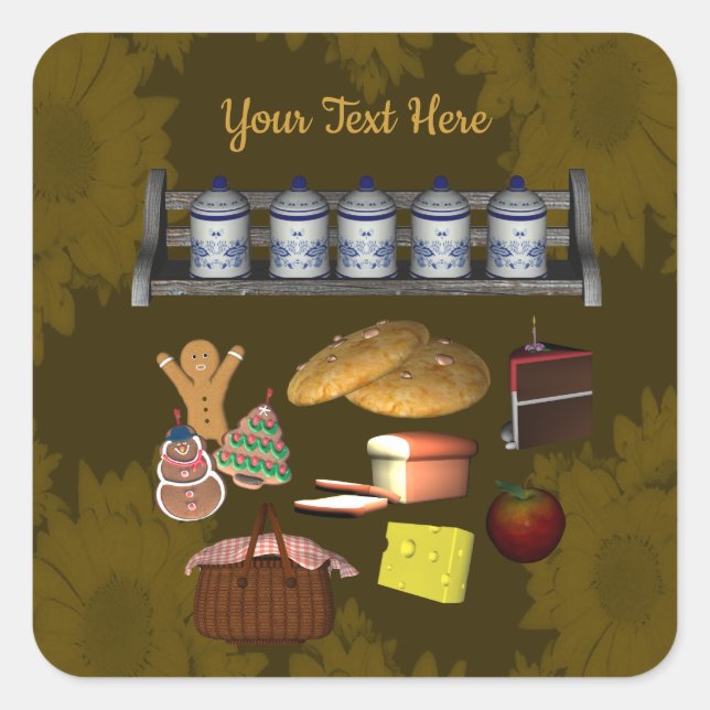 Adesivo Quadrado Design de cozinha branca personalizada (Frente)