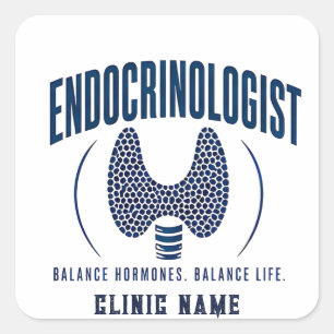 Adesivo Quadrado Design de Cuidados com Hormônios de Endocrinologis
