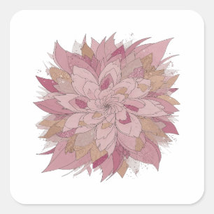 Adesivo Quadrado Design de decalcomania floral em prata premium