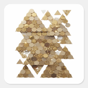Adesivo Quadrado Design de decalque da GOLDEN TREE em ouro divertid